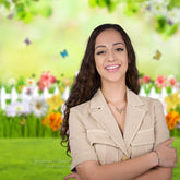 Aperturee - Floral Grass Butterflies Garden Spring Photo Backdrop